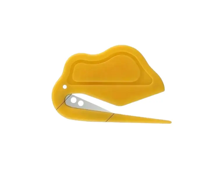 Portable Envelope Opener with Concealed Blade Compact Letter & Package Paper Cutter Yellow Design