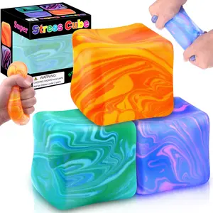 Fidget Toy Stress Relief Marble Swirl Maltose Cube Squishy | Sensory Squeeze Cube for Kids Adults | Soft Calming Anti-Anxiety Desk Toy | ADHD Focus Relaxing Fidget Blocks | Toys & Hobbies Viral Stress Reliever