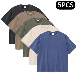 Men’s 1/5 Pack Acid Wash Oversized T-Shirts, Cotton Crew Neck Short Sleeve Tees, Loose Fit Baggy Gym Workout Summer Tops  vacation clothing Menswear
