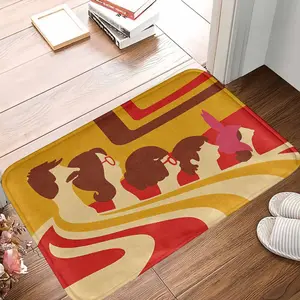 Bob's Burgers Rug Belcher Family Silhouette Print Retro 70s Art Abstract Geometric Bath Mat Non Slip Soft Carpet Perfect for Kitchen Bathroom Apartment Dorm Living Room Funny Gift