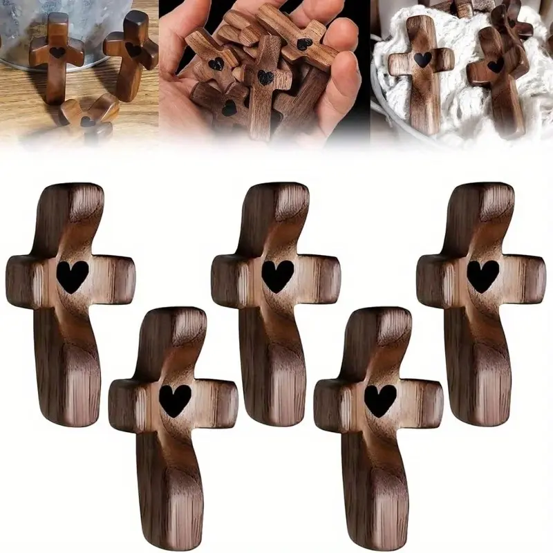 3/6/10/20Pcs Mini Pocket Wooden Cross Fidget Toy, Anxiety Relief for Clutching & Clinging, Christian Mini Gifts for Prayer, Baptism, Easter