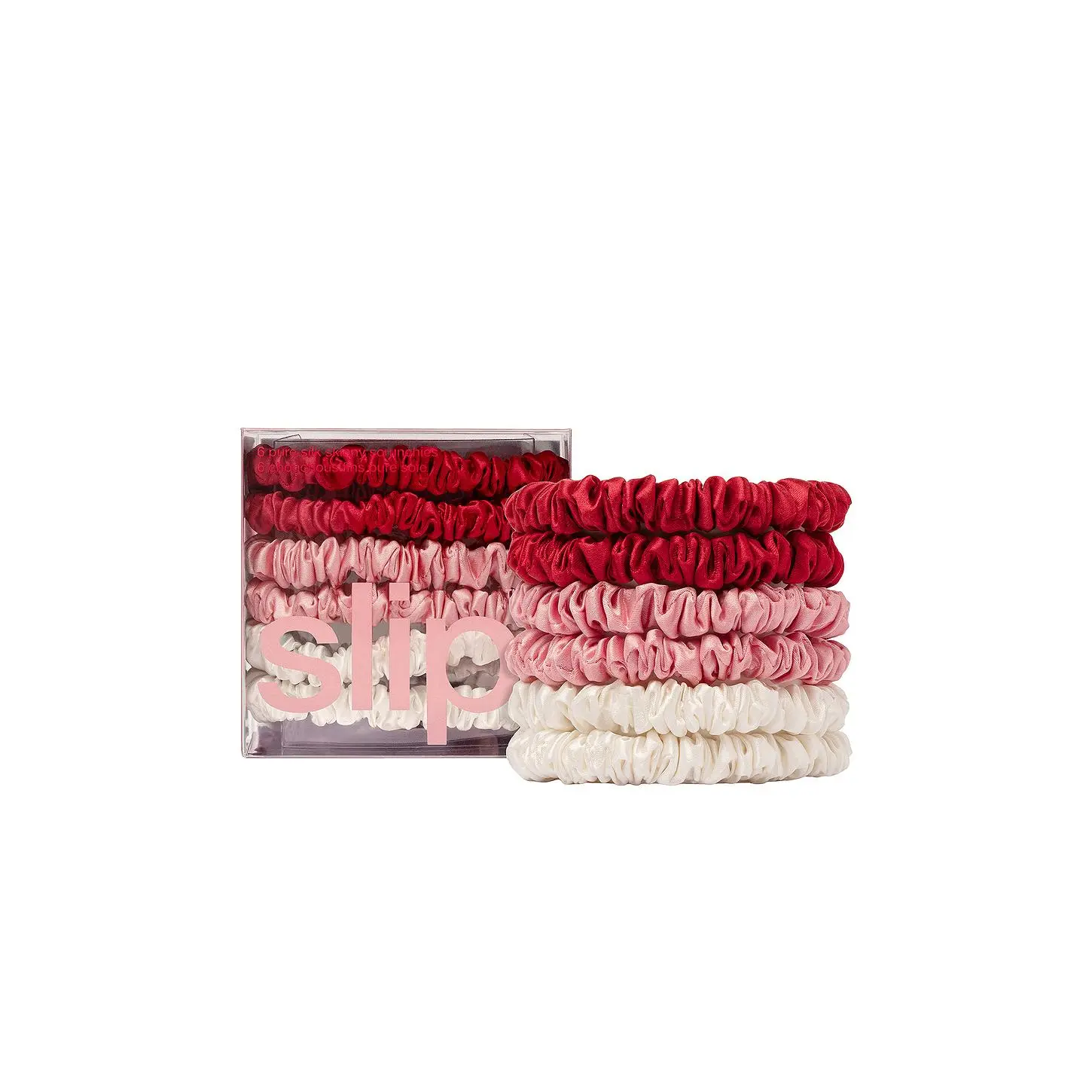 slip Pure Silk Skinny Scrunchies Set Of 6 in Sweetie