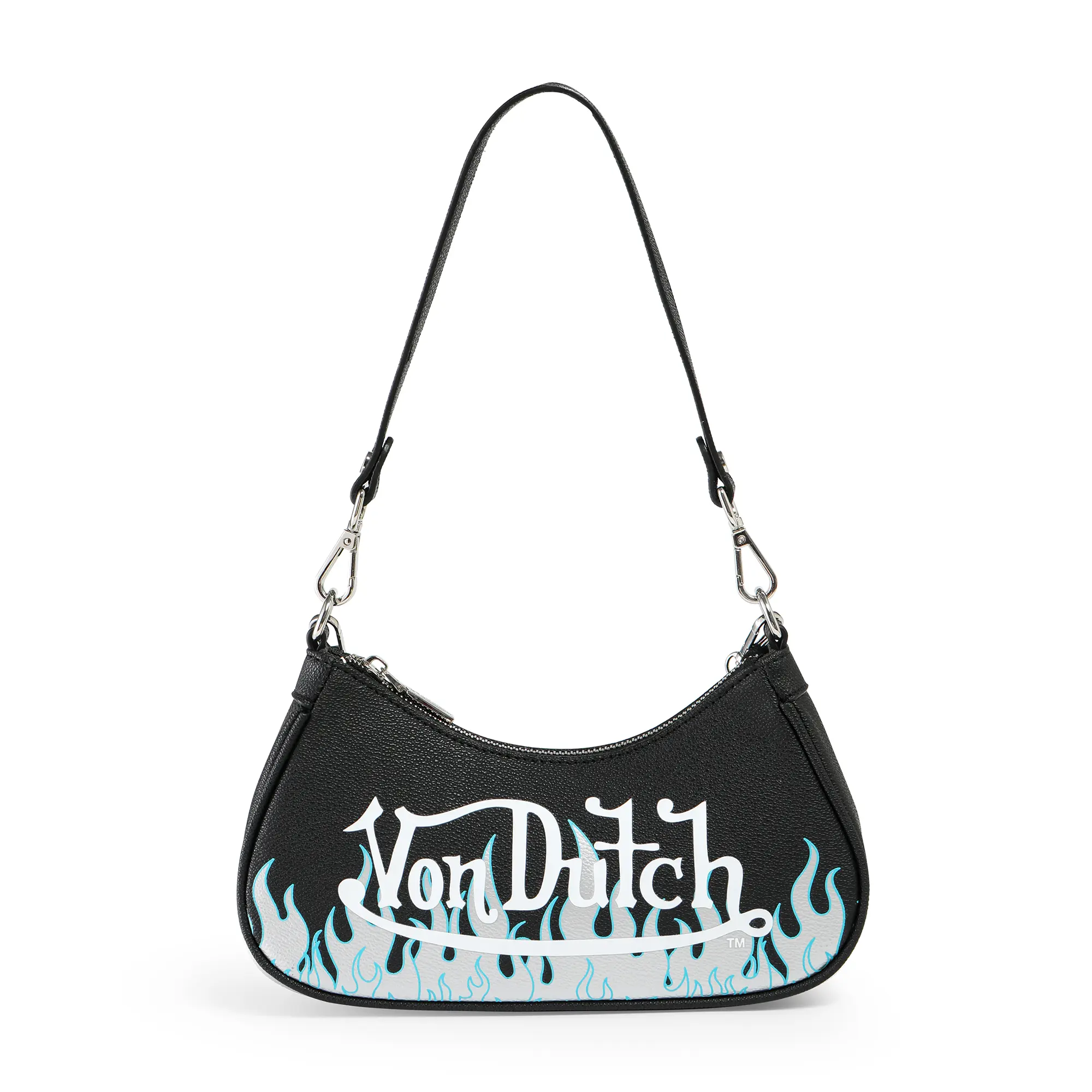 Black Silver Flames Shoulder Bag
