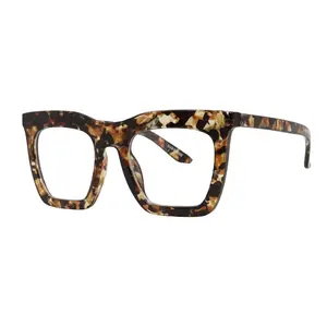 Mad Shade Bold Tortoise Square Frame with Clear Lens - Oversized Retro 90s Inspired Fashion Glasses #16
