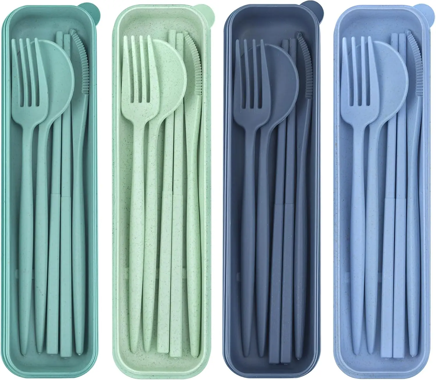 4 Sets Reusable Utensils Set with Case,Travel Utensils with Case,Reusable Utensils for Lunch Box accessories,Portable Chopsticks Knife Fork and Spoon Lunch Utensils Set for Travel Daily Use