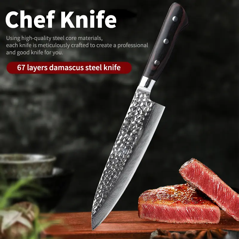FINDKING 8 Inch Gyuto Chef Knife, Razor-Sharp Damascus Steel Edge Kitchen Knife, All-Purpose Japanese Cutting Companion, Professional-Grade Kitchen Essential (Raven Series)
