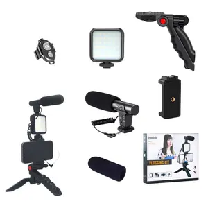 Vlogging Kit, Photographic Kit, Phone Tripod & Tripod Stand & Phone Mount & LED Light & Shotgun Microphone, Selfie Accessories for Content Creators, Phone Accessories for iPhone