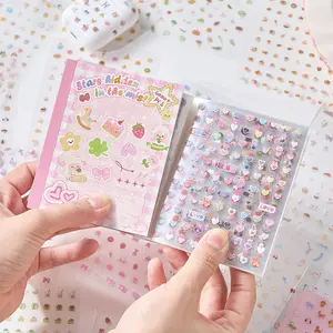 32 Sheets/book Sticker Book, Pet Material, Mini Deco Series Small Nose Theme Hand Account Stationery Water Bottle Multi-Scene Decorative Stickers, Glitter Sticker