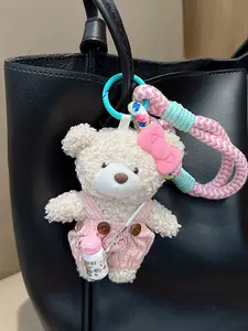 1pc  Cute water cup, shoulder strap pants, looped teddy bear, keychain, plush bag, hanging decoration, cute doll pendant