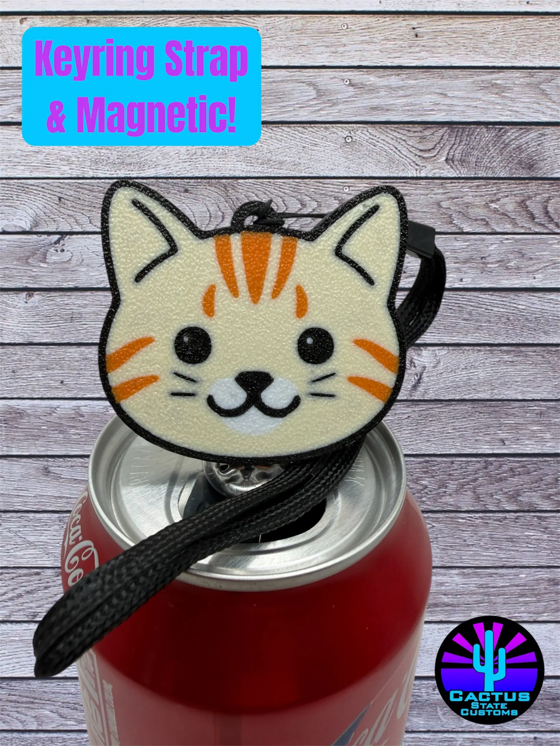 Pop Pals Smooth Orange Tabby Cat Keychain - Unisex Colorful Tab Opener, Everyday Use Assistive Tool, Fun Gift for Long-Nail Wearers