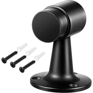 1 Pack Heavy Duty Floor Mounted Door Stop 3 in  Commercial Grade Door Stopper with Rubber Bumper & Stainless Steel Screws (Black)