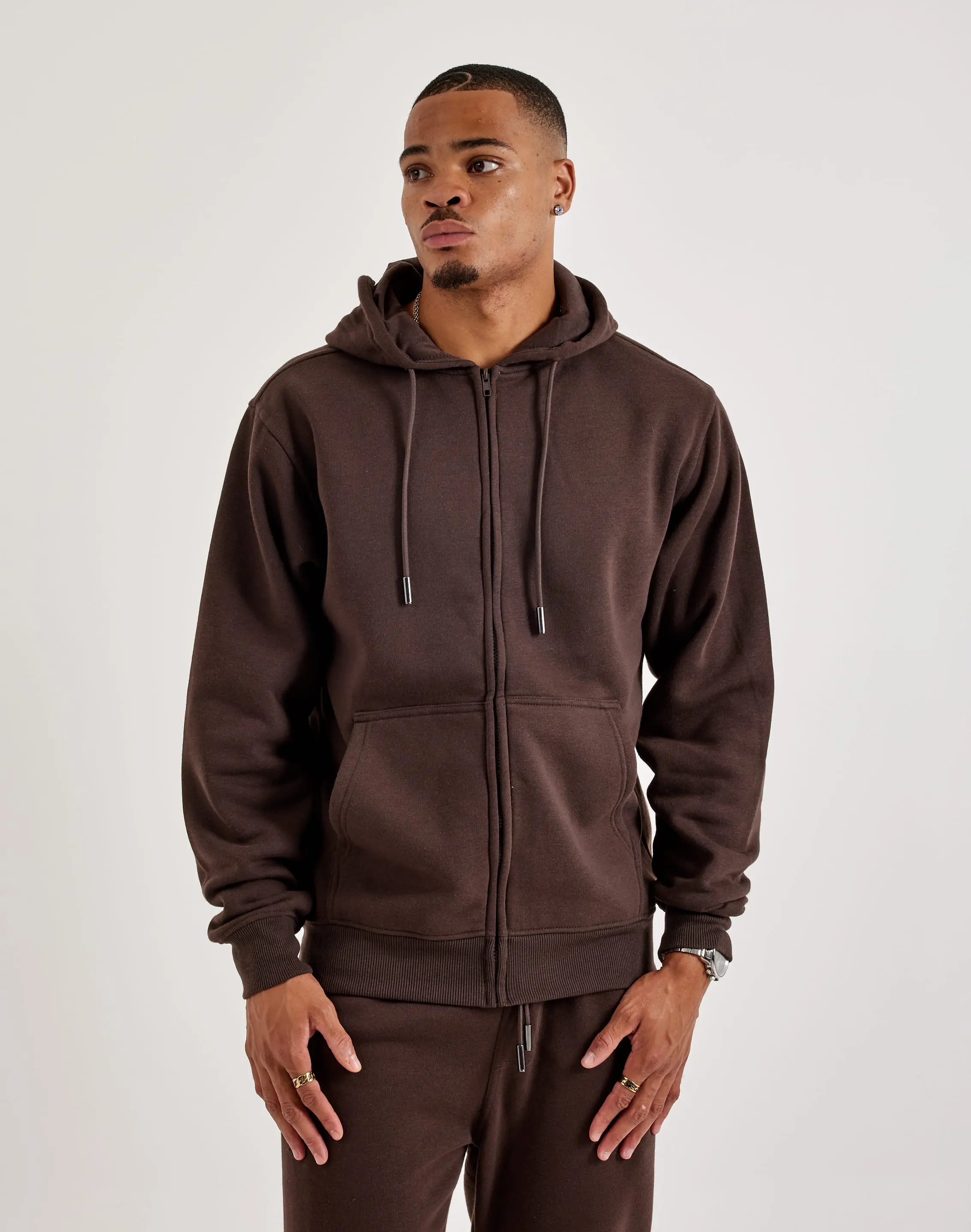 Mens DH Essentials Basic Full-Zip Fleece Hoodie