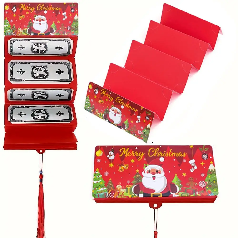 Christmas Gift Card Holder Organizer, Blue Santa Snowflake Tree Design, Durable Paper, 10 Slots for Holiday Parties