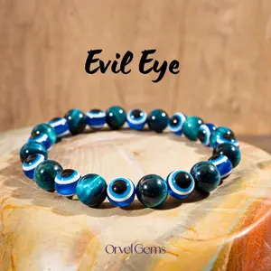 Evil Eye Protection Bracelet – Blue Tiger’s Eye Gemstone Friendship Bracelet for Men & Women | Crystal Beaded Jewelry Trust Inner Strength Handcrafted Mental Clarity Support