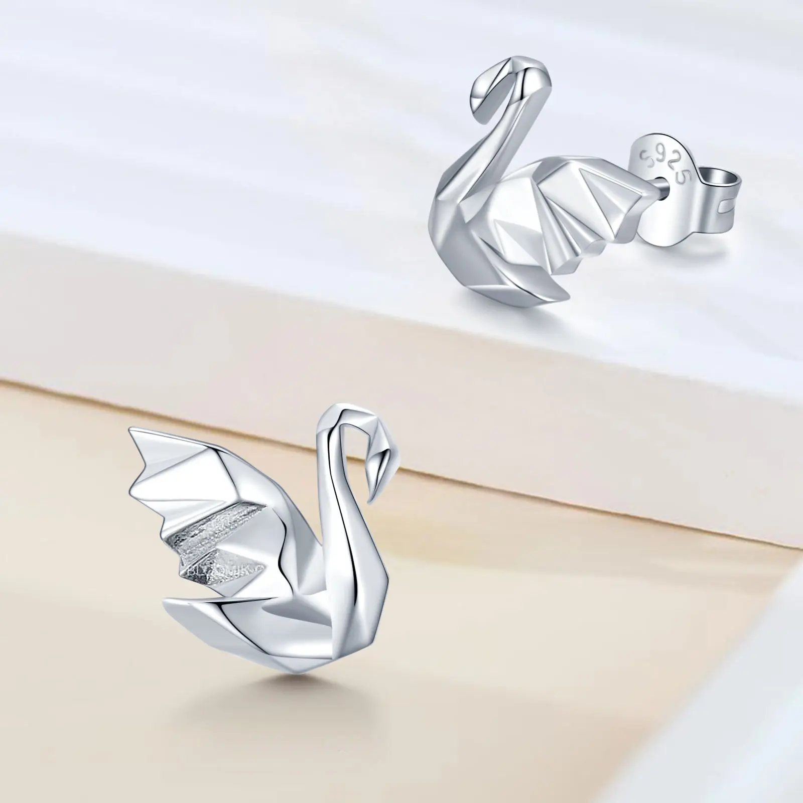 Brighthive 925 Sterling Silver Swan Stud Earrings for Women, No Main Stone Pair for Adults, Suitable as Birthday & Special Occasion Gift with Gift Box