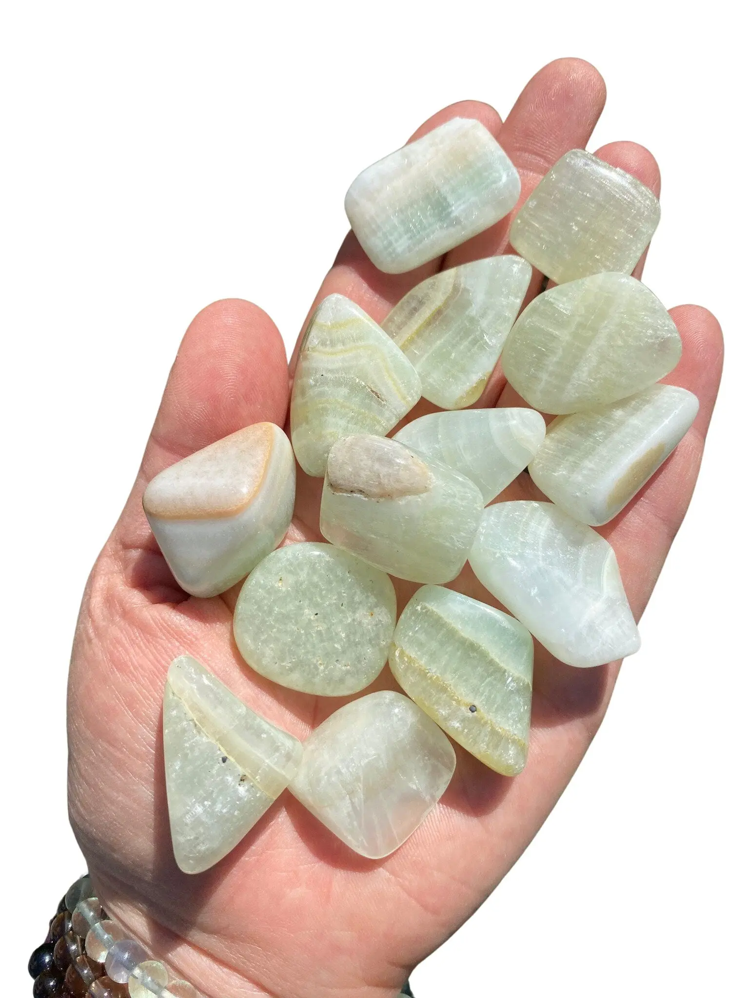 New Moon Beginnings Green Calcite Stone Tumbled Stone - Natural Stone with Unique Shape and Color