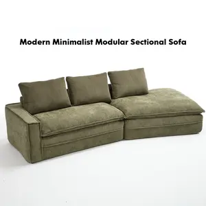 SF12-W2959 Modern Minimalist Modular Sectional Sofa Olive Green Premium Polyester Fabric Plush Comfort Chaise Lounge L-Shaped Layout Space Optimizing Design storage  couch cool  couch