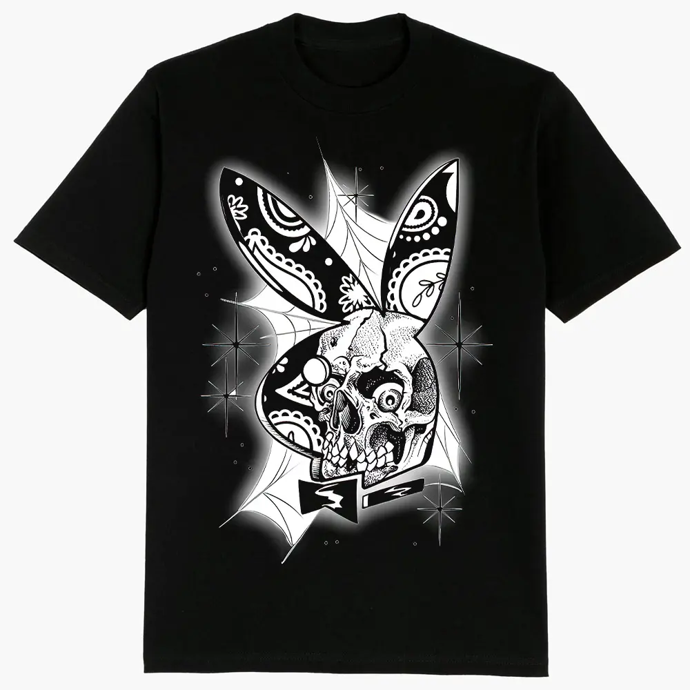 Men's Skull Boy Art Chicano Cotton T-Shirt - Pullover Hoodie, Chicana Art, Cholo Chola Outfit, Basic All-Seasons Casual Streetwear, S-3XL