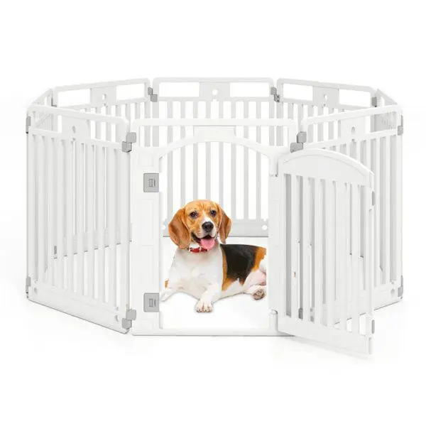 32in Pet Playpen with Door Dog Playpen Foldable Puppy Playpen for Puppies and Small Dogs Easy Assemble Easy Storing for Indoor and Outdoor 6/8Panels