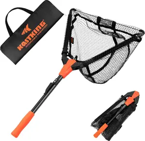 KastKing Pontus Fishing Landing Net, Foldable Lightweight Design with Built-in Length Scale, Sturdy Aluminum Handle, Essential Fishing Accessory Gift for Men