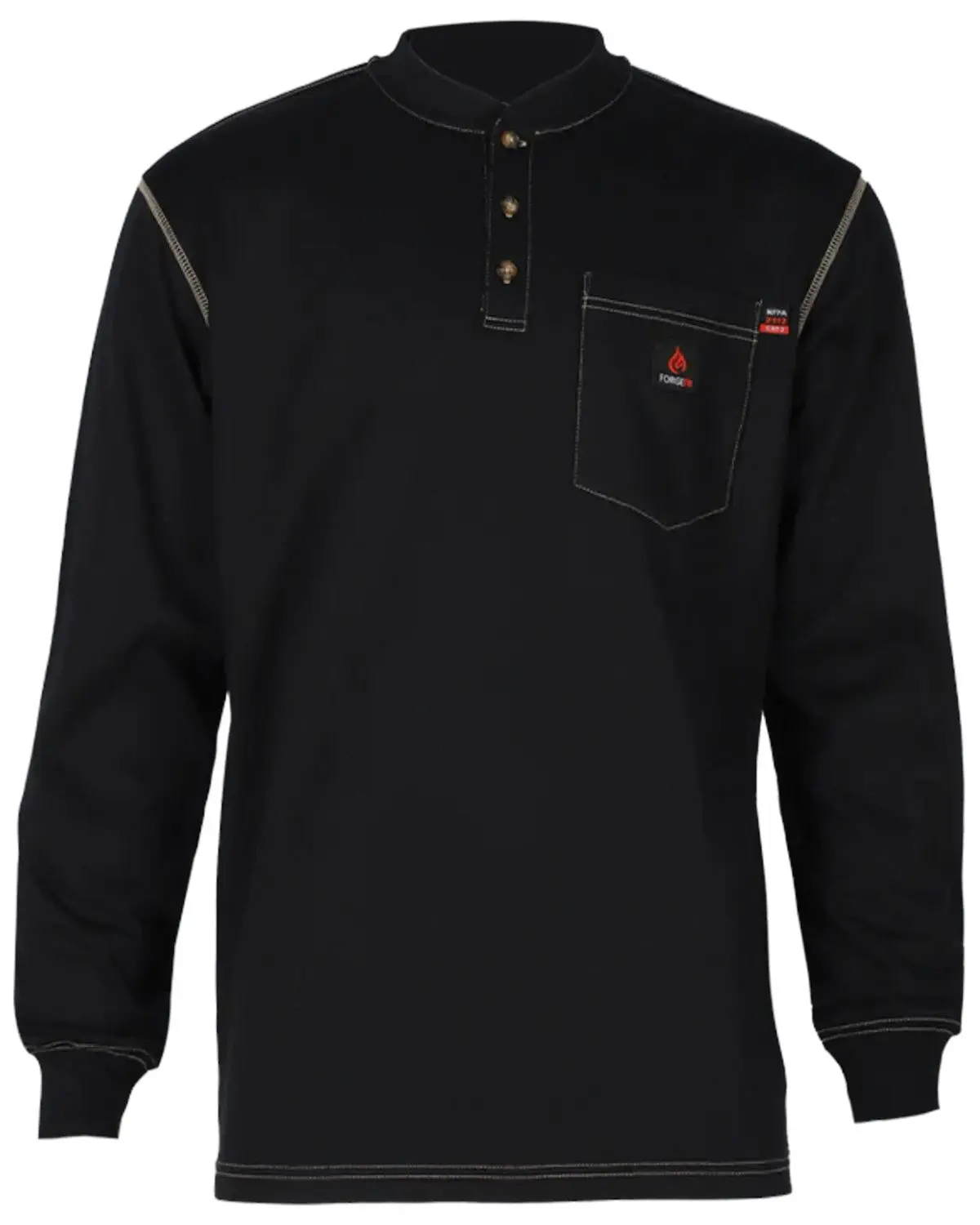 Forge Workwear Men's Men'S Fr Lightweight Long Sleeve 1/4 Button-Down - Mfrcshnly-Lw-Blk
