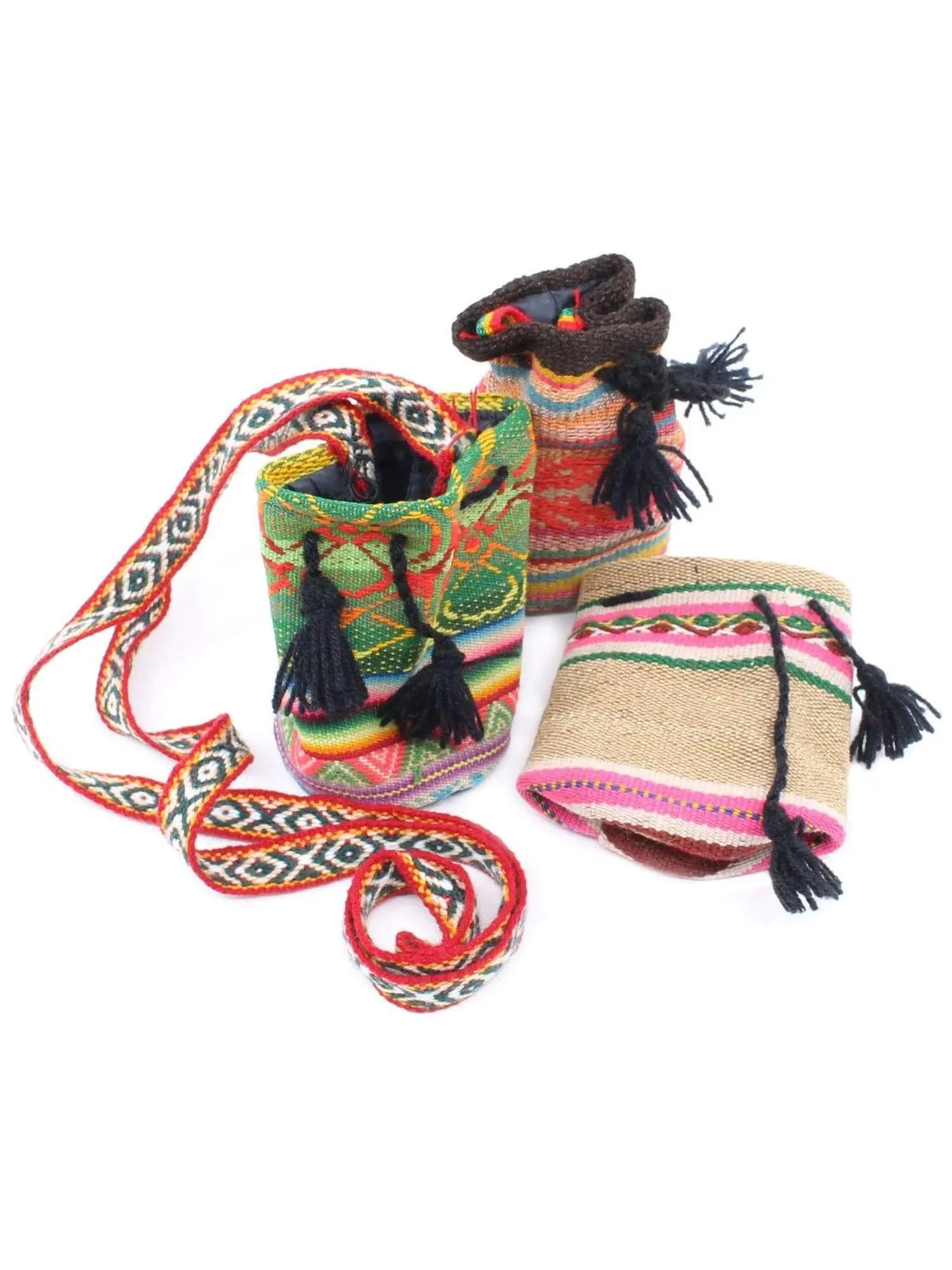 Peruvian Vintage Textile Drawstring Bag - Small