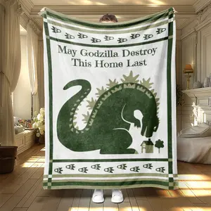 Creative Godzilla Theme Blanket, Lightweight Sofa & Living Room Carpet, Unisex Bedding, Multiple Sizes Available, All Seasons Use