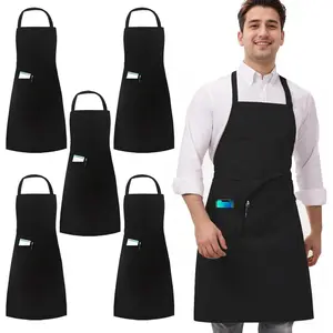 5 Pack Black White Apron, Chef Servers Waitress Aprons with Pockets for Men Women, Professional Work Apron