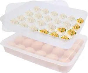 2 Pack Covered Egg Holder,Clear Egg Holder Storage Container,Stackable Plastic Refrigerator Egg Trays for Deviled Egg,Protect and Keep Fresh(48 Eggs)