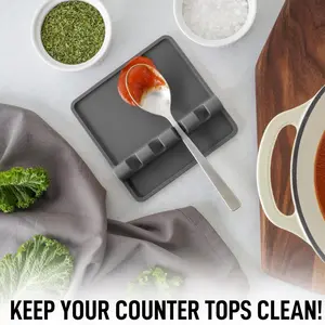Silicone Utensil Rest with Drip Pad for Multiple Utensils, Heat-Resistant, BPA-Free Spoon Rest & Spoon Holder for Stove Top, Kitchen Utensil Holder for Spoons, Ladles, Tongs & More - by Zulay