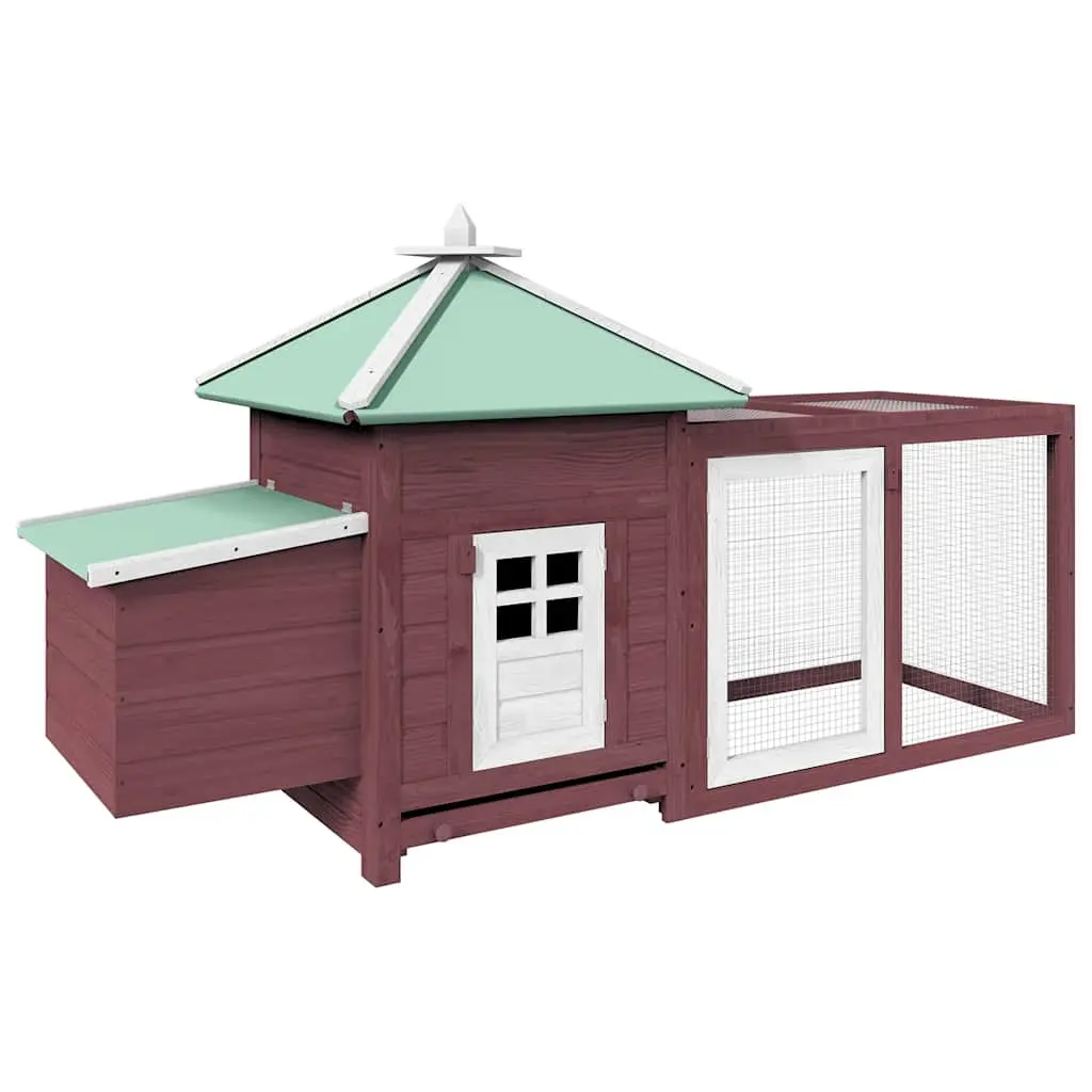 vidaXL Chicken Coop and Run, Hen House with Nesting Box, Chicken Pen, Chicken Cage for Small Animals Rabbits Ducks, Mocha Solid Firwood 170982