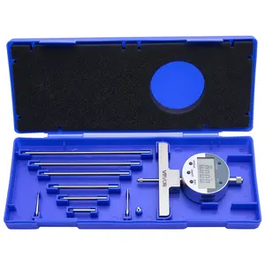 【fathersdaygift】VEVOR Depth Gauge, Depth Micrometer Digital Electronic Indicator 0-22 inch Measuring Range, 0.0005" Resolution, Precision Unit Conversion with 4 Anvils, Measuring Tool for Groove, Step, Hole