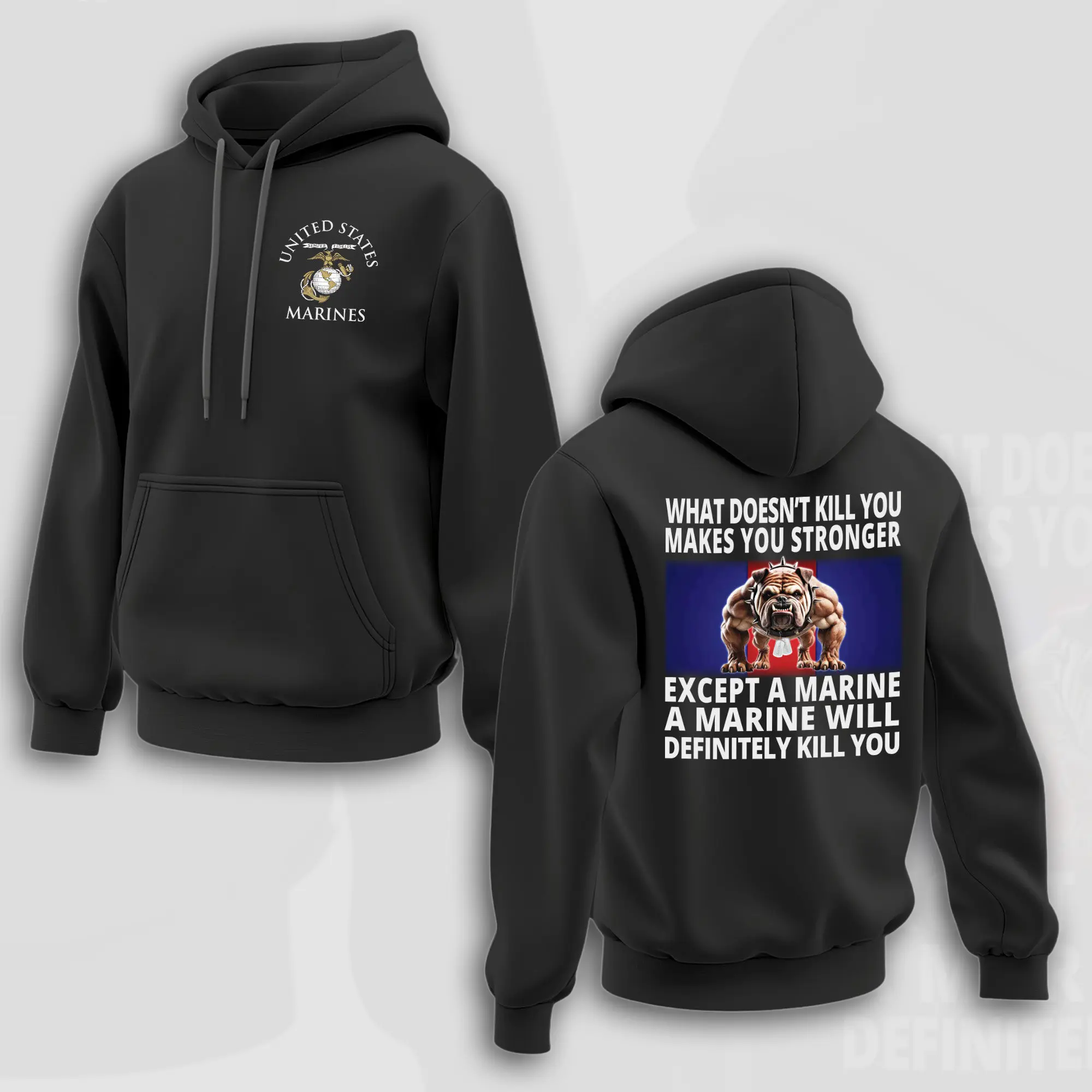 Men's Marine Corps Motivational Graphic Hoodie - USMC Semper Fi Military Mindset Pullover, Veteran Support Gift, Patriotic Menswear Tops, Casual Long Sleeve Sweatshirts, Cozy Everyday Outfit