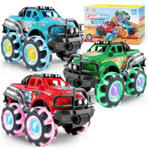 JOYIN 3 Pack Monster Truck Toy - Toy Truck with Flashing LED Wheels - Light-Up Friction-Powered Cars for Toddlers - Boys Girls Easter Basket Stuffers Birthday Gift