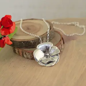Poppy Necklace - August Flower of the Month