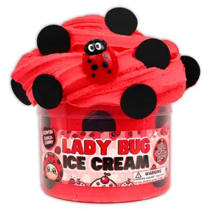 Dope Slimes - Lady Bug Ice-Cream (8 fl/oz) - Ice-Cream Textured Scented Slime - Made in The USA (Red/Black)
