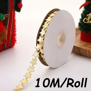 Christmas Elegant Ribbon, Christmas Star Ribbon - 10m DIY Gift Floral Packaging Accessories, DIY Gift Wrapping Decorations