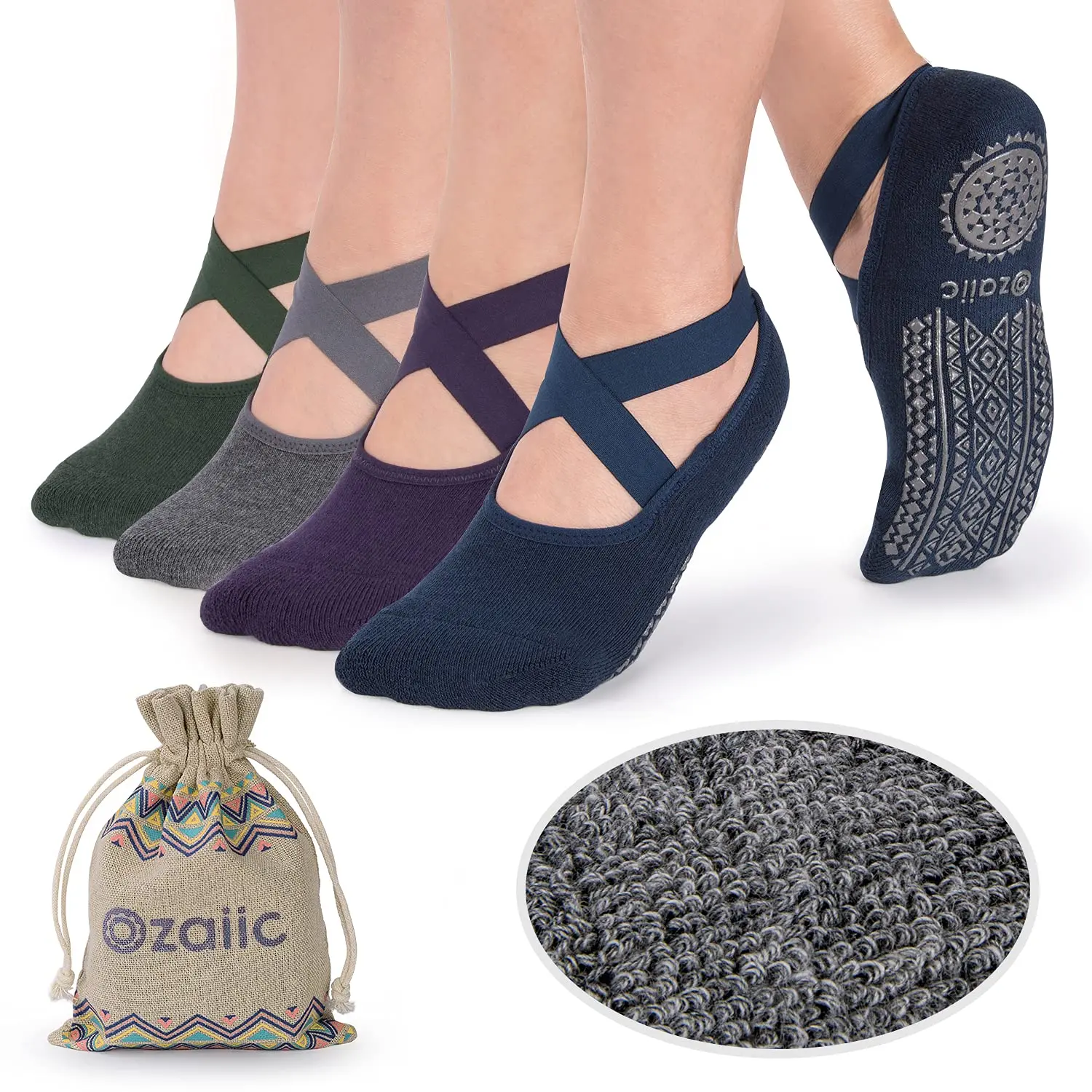 Ozaiic Yoga Socks for Women Non-Slip Grips & Straps, Ideal for Pilates, Pure Barre, Ballet, Dance, Barefoot Workout Woman springtok