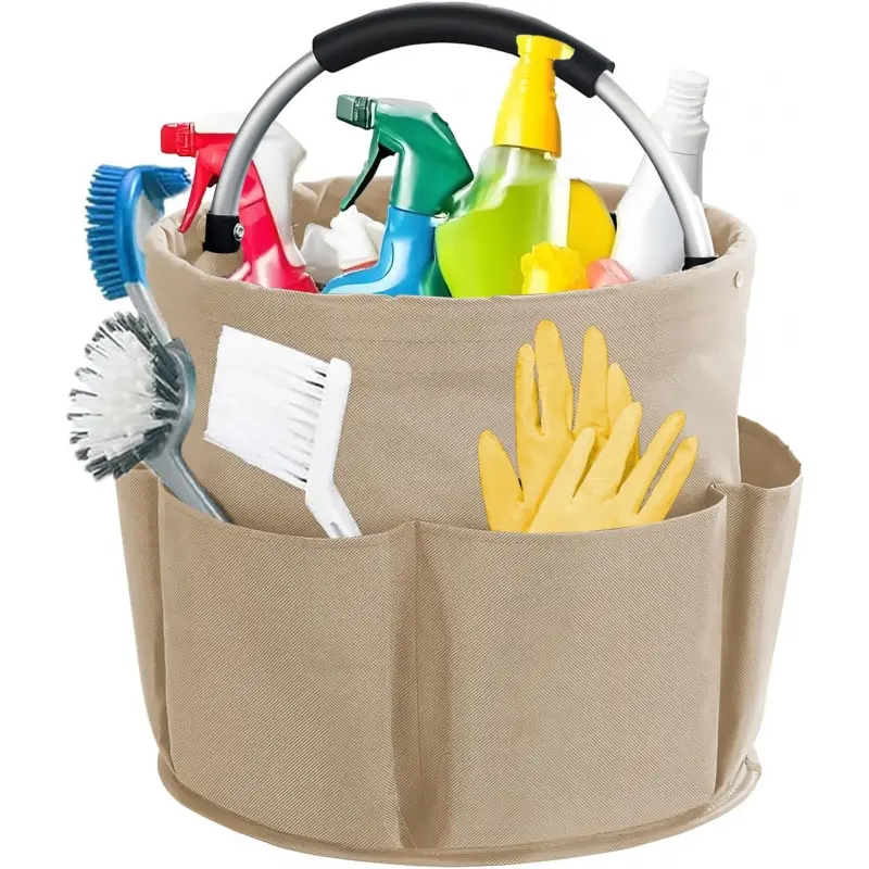 Cleaning Storage Bucket with Handle, 17L Folding Cleaning Basket, Space-Saving Detergent Rack, Cleaner Organizer Box, Cleaning Supplies Storage Basket, Under Sink Organizers, Bathroom Baskets, Organizing Baskets