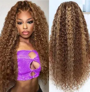 Hot Selling 360 Wig P4/27 Highlight Ombre Color Ashimary Invisi-Strap 360 Skin Lace Wig Water Wave Glueless Human Hair Pre Plucked