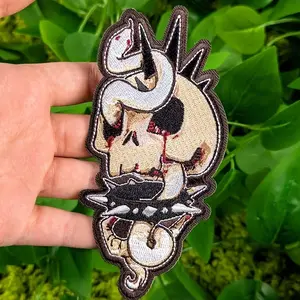 Chess Embroidery Patch, Self-Adhesive Iron-On, Suitable for Clothes, Jackets, Hats, Accessories, Easy Application, Durable Design, Thorn Embroidery, Bull Head Embroidery, Skull Embroidery Design