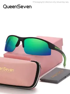 QueenSeven 1 Piece Unisex Half Frame Polarized Sports Sunglasses, Irregular Frame Sunglasses UV400 For every occasion