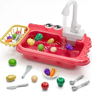 Pretend Kitchen Play Sink Toy with Running Water Toys, Play Food&Vegetable&Cooking Tool Sets Kitchen Toys, Birthday/Christmas Toys New Year Gift kitchen tool