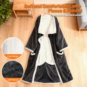 1 Piece Heated Blanket Wearable Electric Blanket with Sleeves and Foot Pockets, 10 Heat Settings and 8-Hour Auto Shut-Off, All-Season Heated Bed Cover Suitable for Bed/Sofa/Chair, Machine Washable Control (Plug) - Ideal Gift for Students and Elderly, Cold