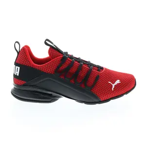 Puma Axelion Two-Tone 37719001 Mens Red Canvas Lace Up Athletic Running Shoes