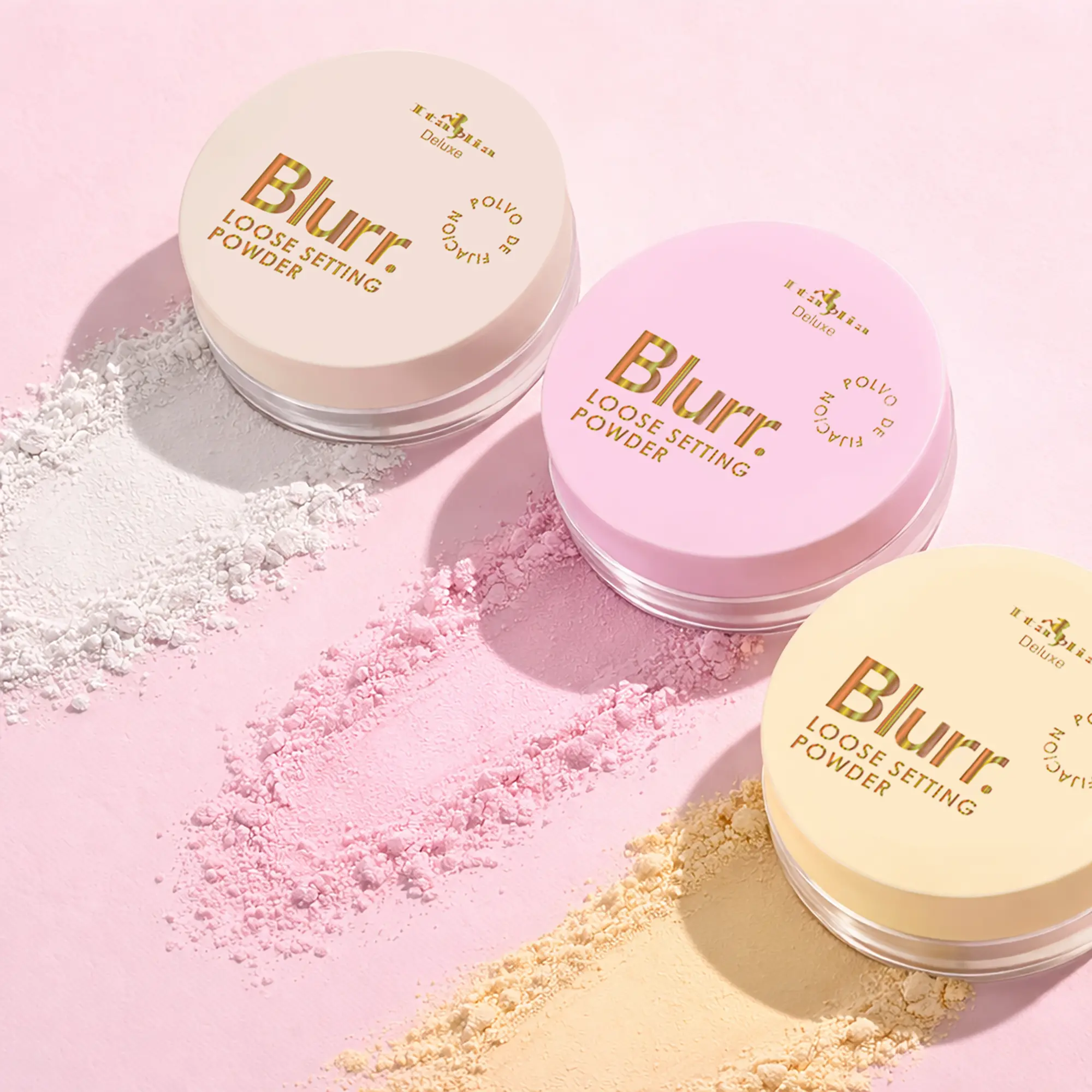 Italia Deluxe Blurr. Loose Setting Powder, Makeup for Oil Control, 3 Shades Brush Concealer Flawless Fluffy