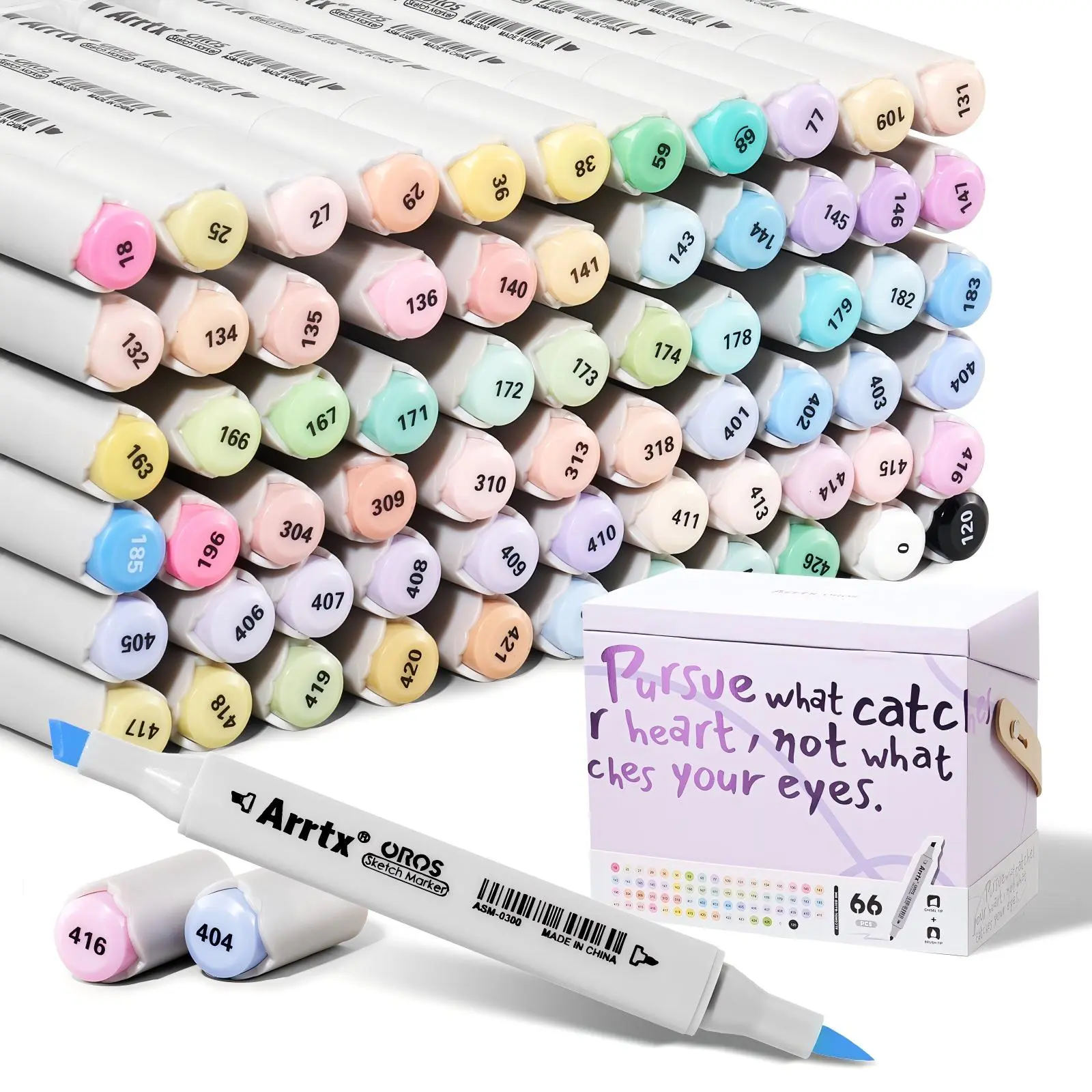Summer sales-Arrtx Alcohol pastel Markers Oros 66colors, Brush & Chisel pastel Markers for Artist Adult Coloring, Calligraphy,Drawing,Gift Package