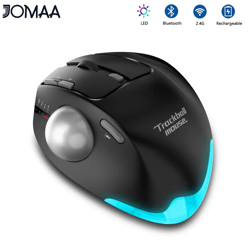 JOMAA Ergonomic Wireless Trackball Mouse Bluetooth Trackball Mouse Easy Thumb Control Precision and Smooth Tracking for Ipad Laptop Durable High Performance