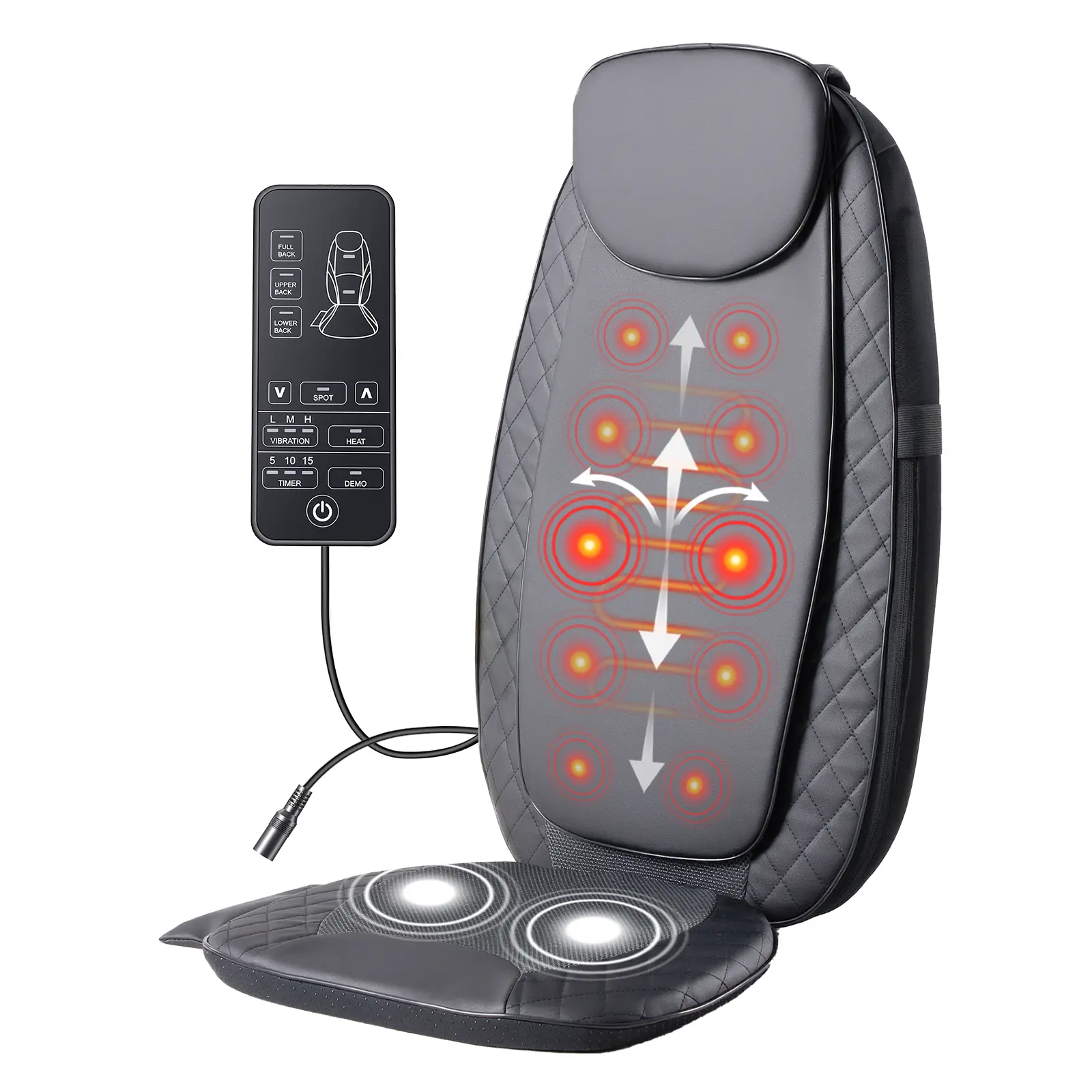 Back Massager with Heat and Vibration, Adjustable Shiatsu Massage Chair Pad, Deep Tissue Kneading for Upper and Lower Back Relief, Heated Back Cushion for Home Office Use