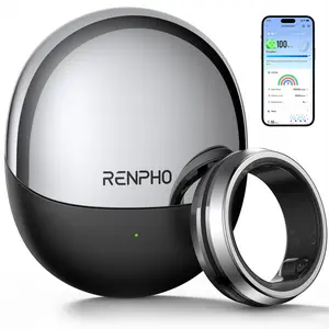 RENPHO Lynx Smart Ring, Fancy Gifts Heart Rate Blood Oxygen Stress Monitor, Sleep & Fitness Tracker, Subscription-Free App, Titanium, Size First with Sizing Kit Spring Glow Up